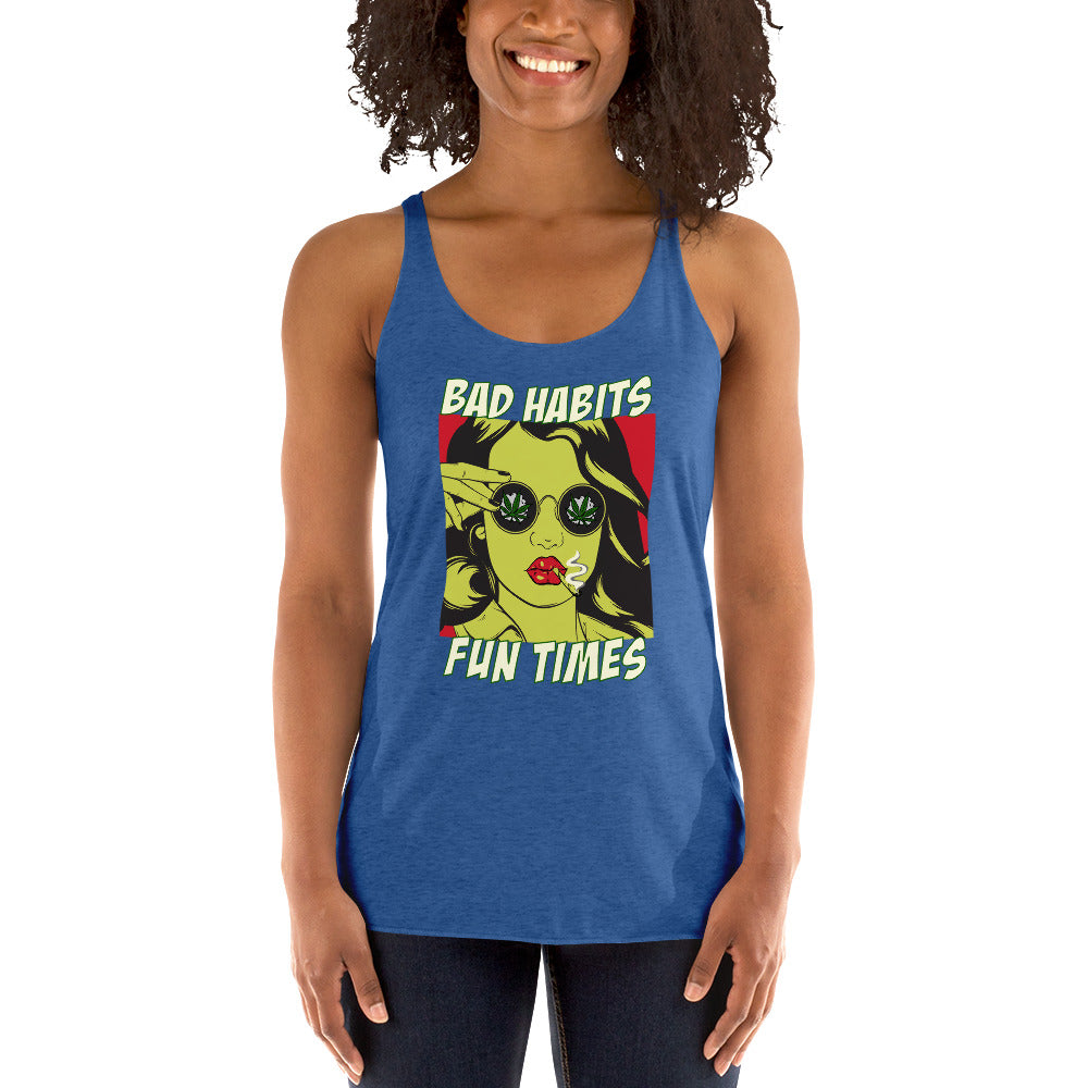 BAD HABITS. FUN TIMES. pop art Women's Racerback Tank