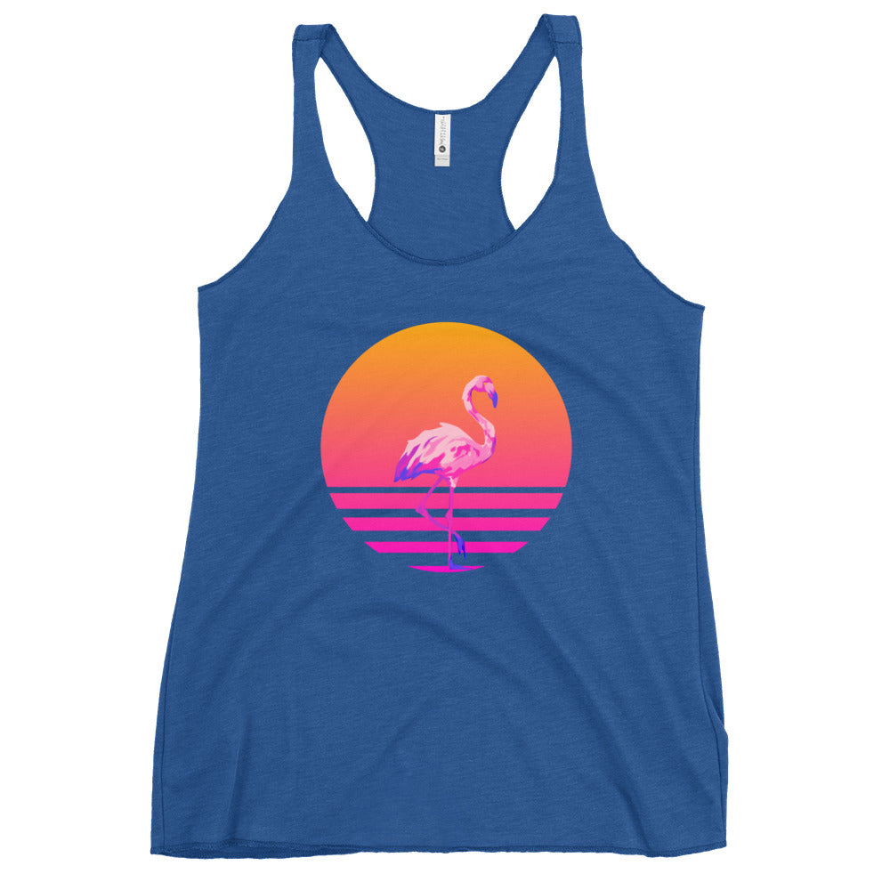 Retro Sunset Flamingo Women's Racerback Tank