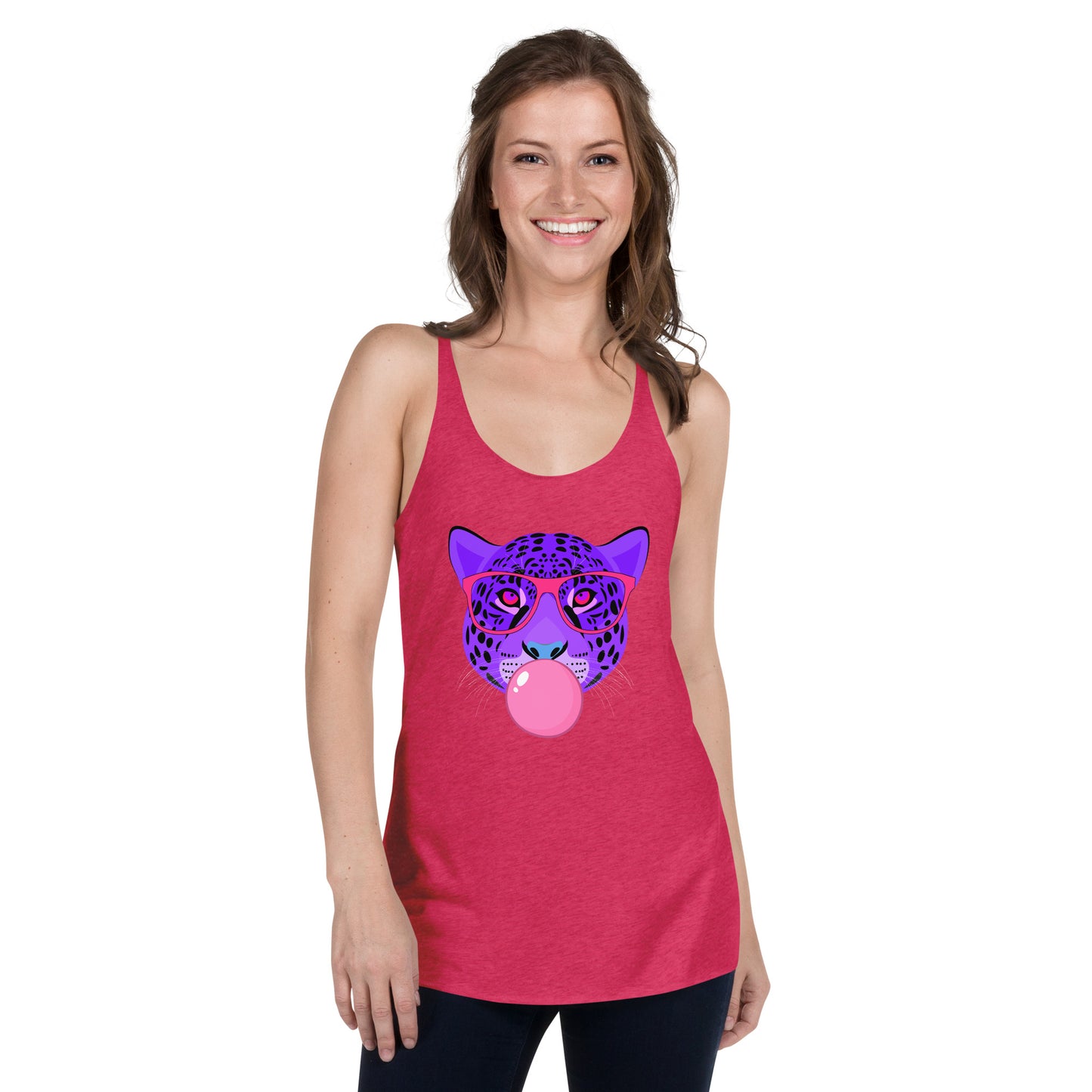Purple Leopard Chewing Gum Women's Racerback Tank