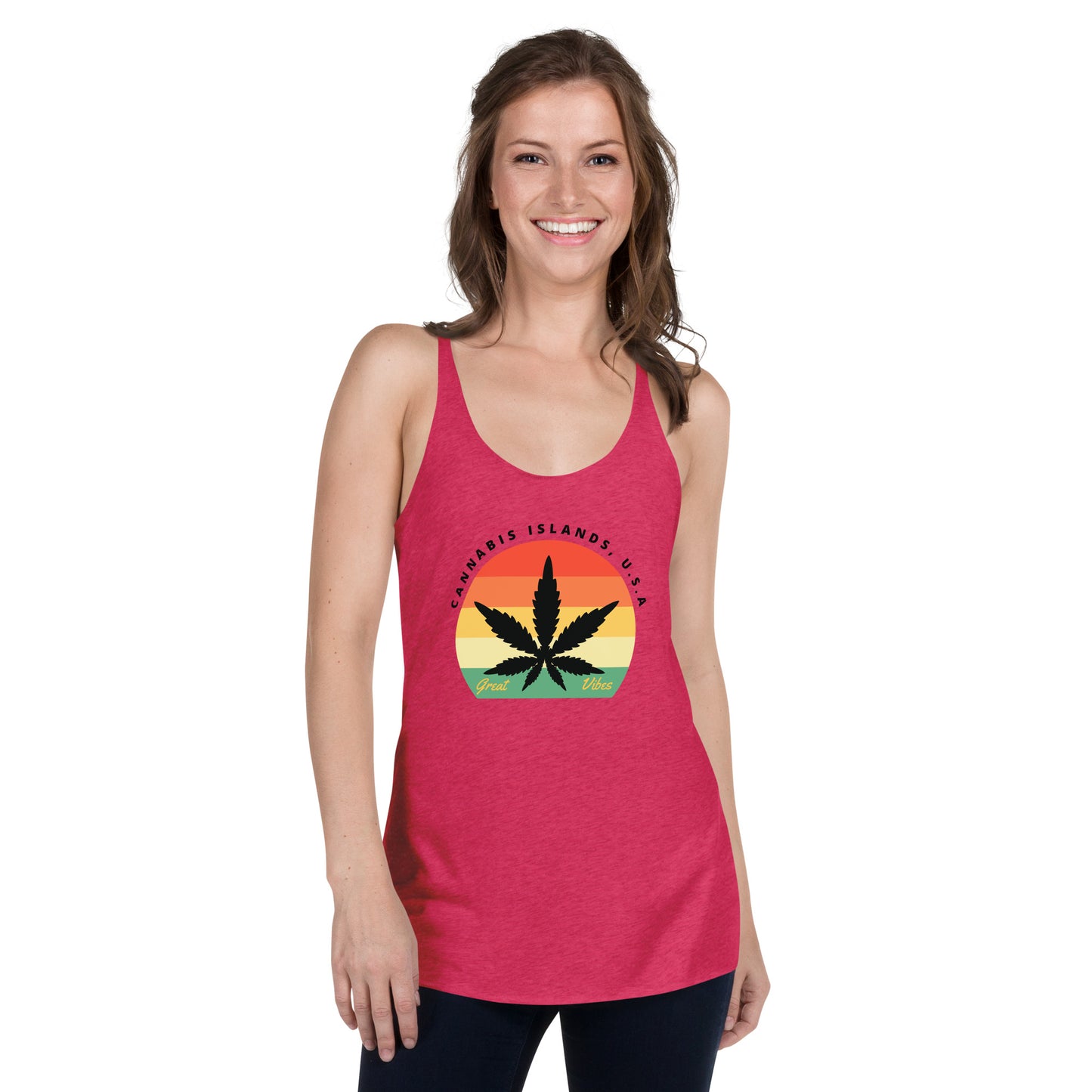 Cannabis Islands 420 Weed Women's Racerback Tank