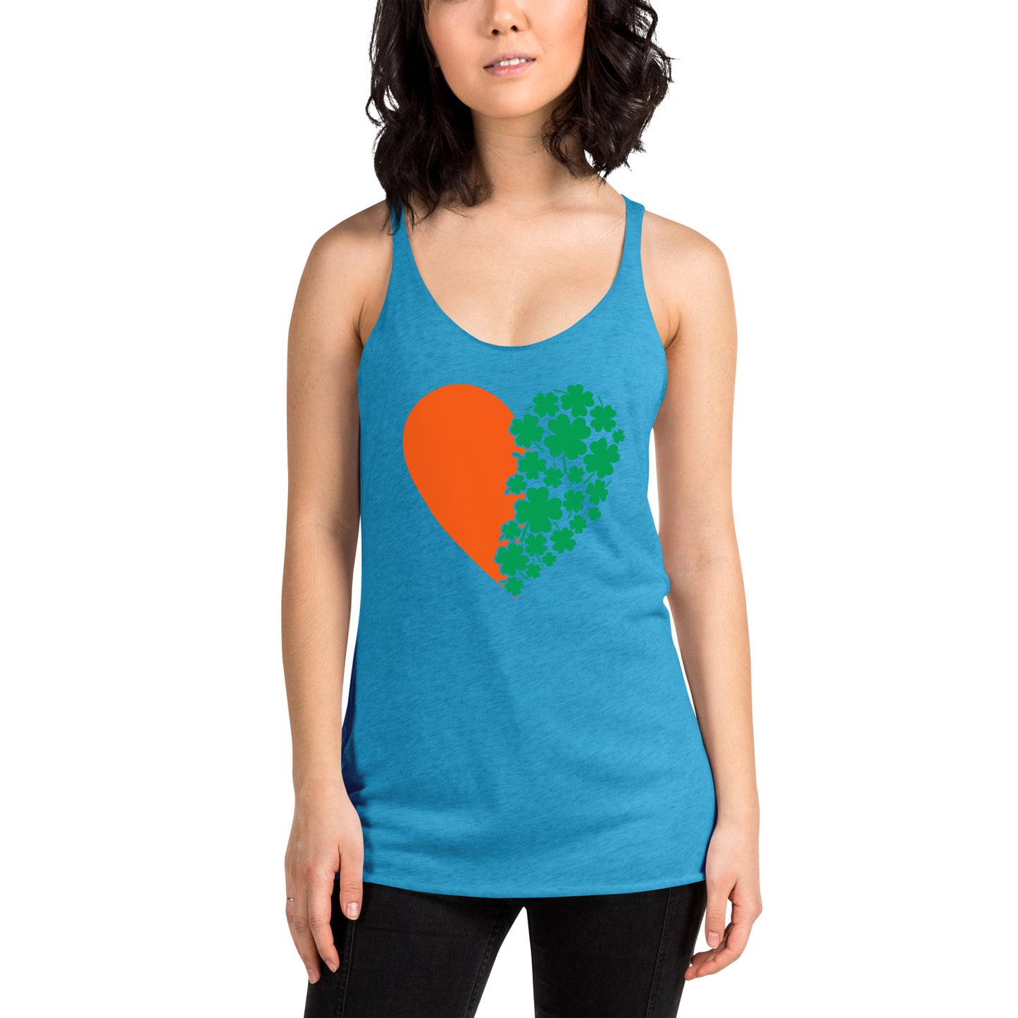 St Patrick's Day Heart Clovers Women's Racerback Tank