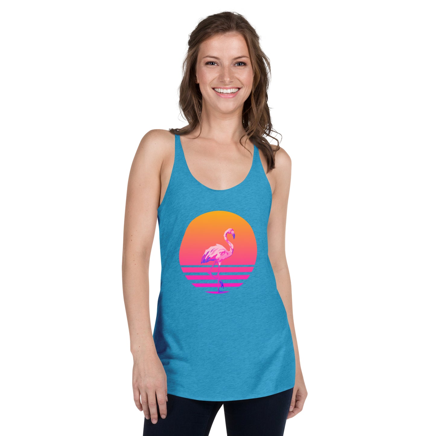 Retro Sunset Flamingo Women's Racerback Tank