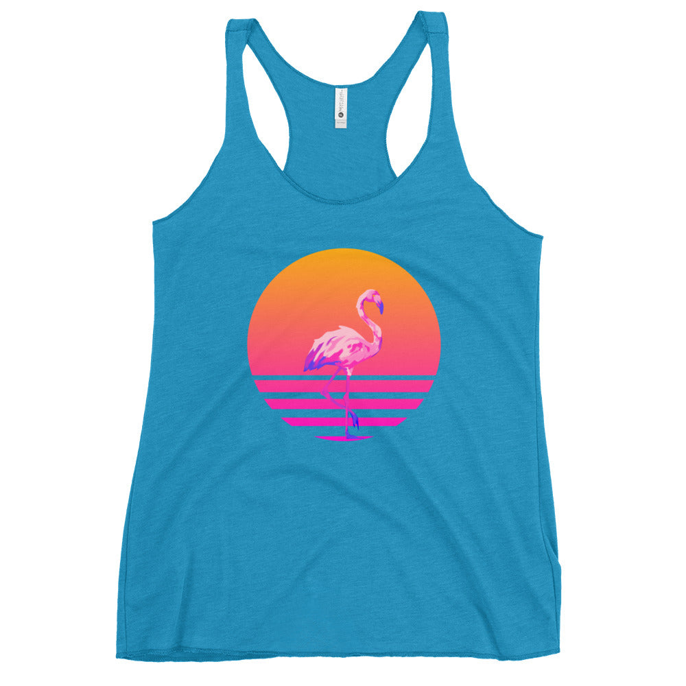 Retro Sunset Flamingo Women's Racerback Tank