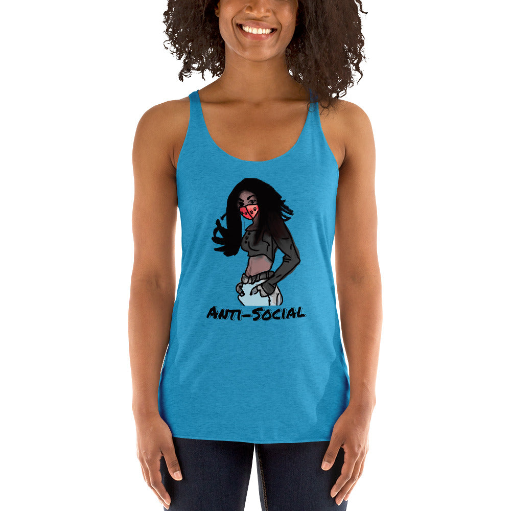 Anti-Social anime Women's Racerback Tank