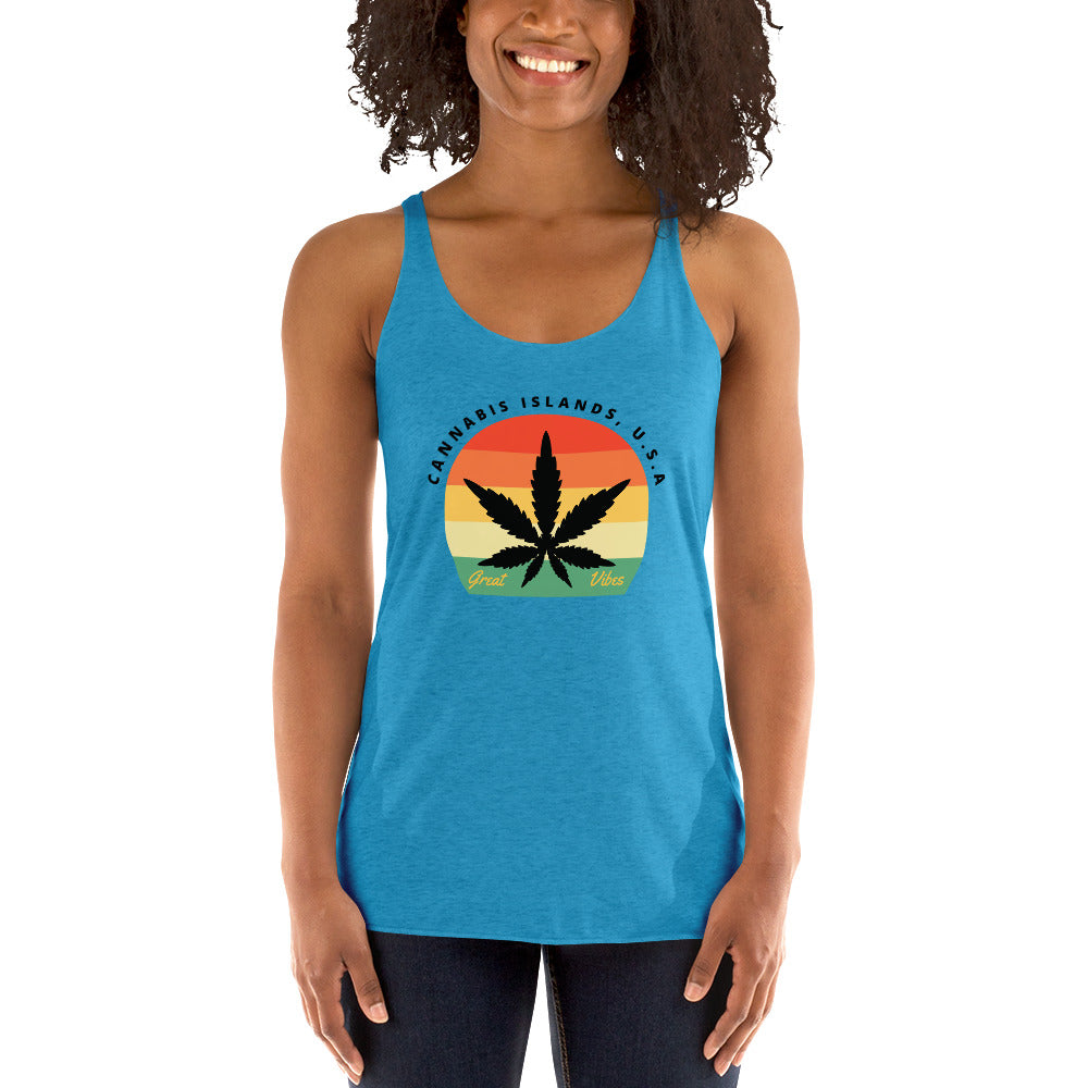 Cannabis Islands 420 Weed Women's Racerback Tank