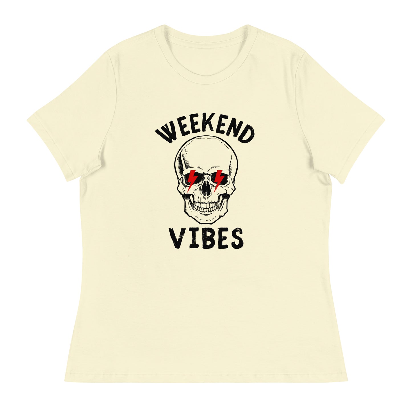 Weekend Vibes Lightning Skull Women's Relaxed T-Shirt