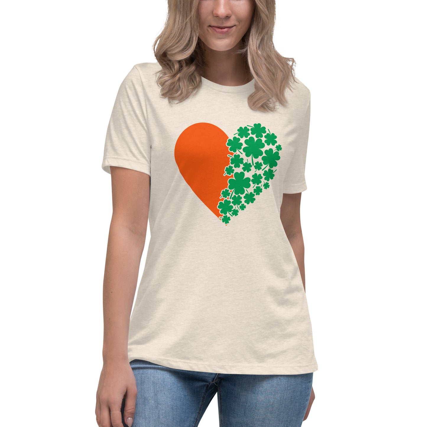 St. Patrick's Day Heart Clovers Women's Relaxed T-Shirt