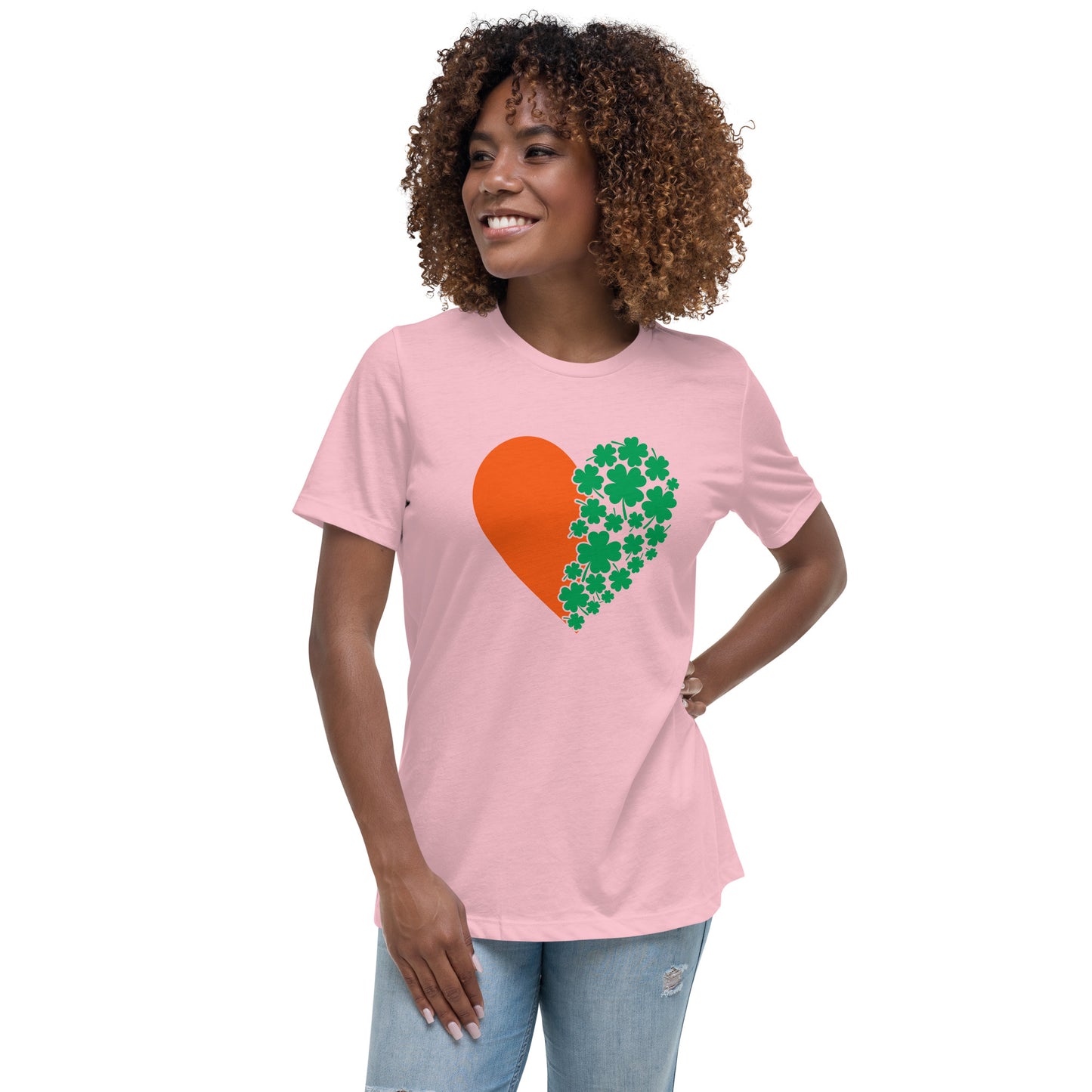 St. Patrick's Day Heart Clovers Women's Relaxed T-Shirt
