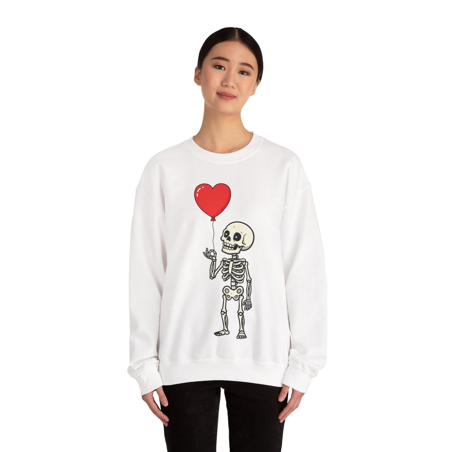 Heart Balloon Skeleton Unisex Heavy Blend™ Crewneck Sweatshirt