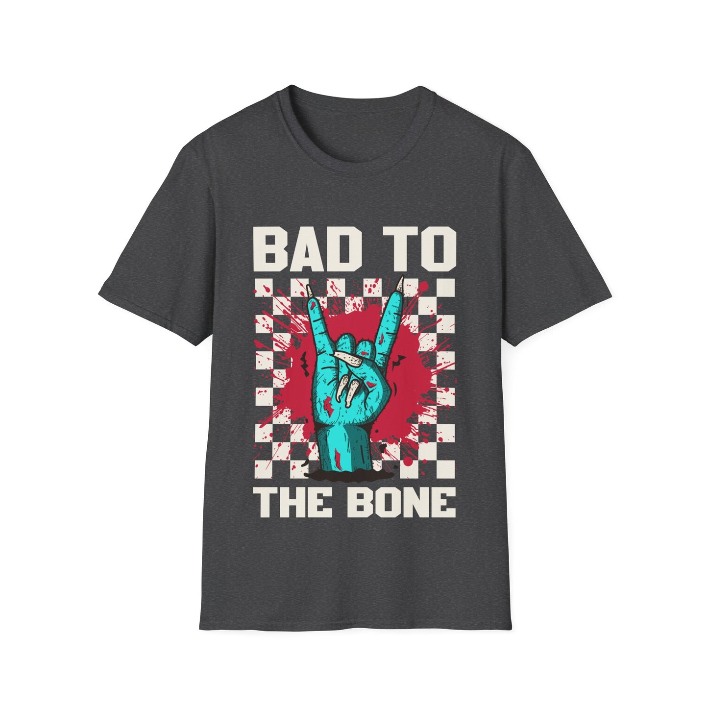 Bad to the Bone Rock On Zombie Unisex Softstyle T-Shirt