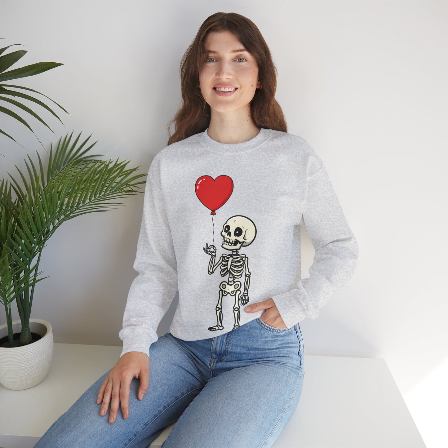 Heart Balloon Skeleton Unisex Heavy Blend™ Crewneck Sweatshirt
