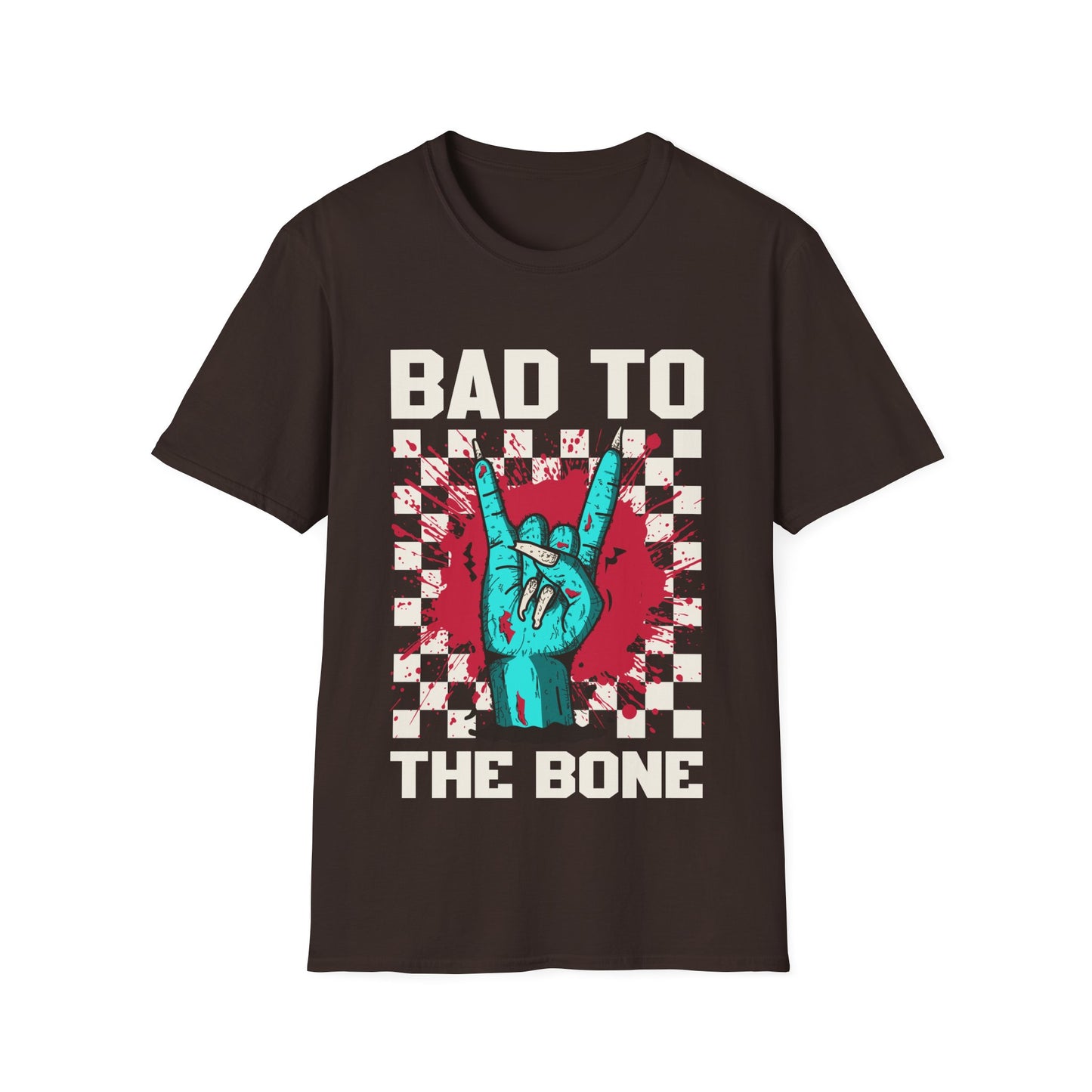 Bad to the Bone Rock On Zombie Unisex Softstyle T-Shirt