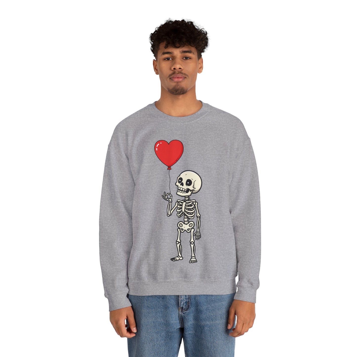 Heart Balloon Skeleton Unisex Heavy Blend™ Crewneck Sweatshirt