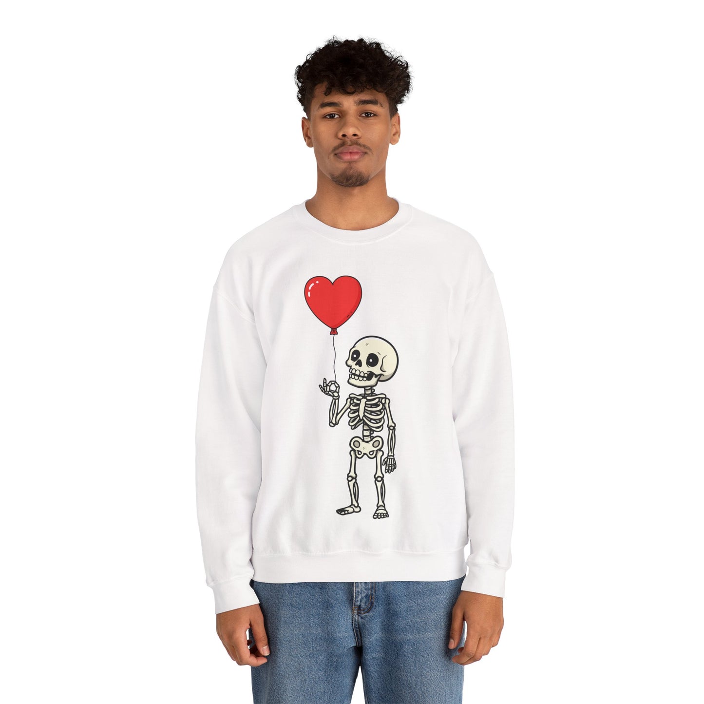 Heart Balloon Skeleton Unisex Heavy Blend™ Crewneck Sweatshirt