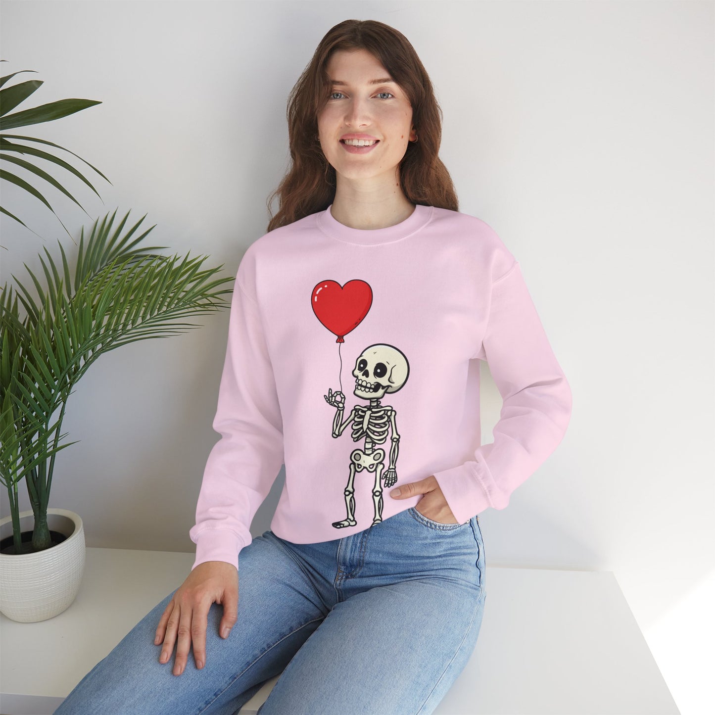 Heart Balloon Skeleton Unisex Heavy Blend™ Crewneck Sweatshirt
