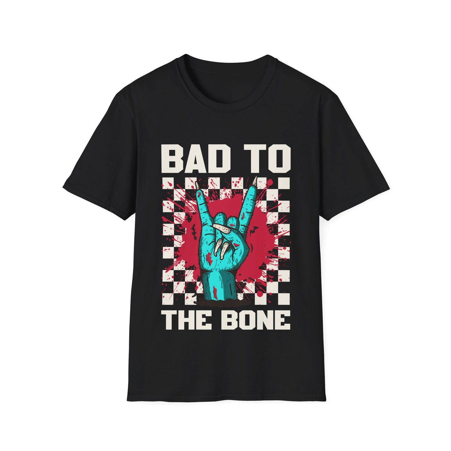 Bad to the Bone Rock On Zombie Unisex Softstyle T-Shirt