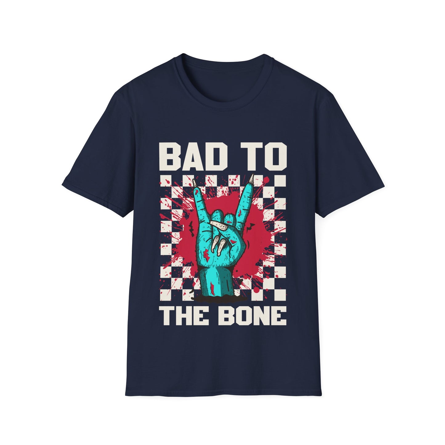 Bad to the Bone Rock On Zombie Unisex Softstyle T-Shirt