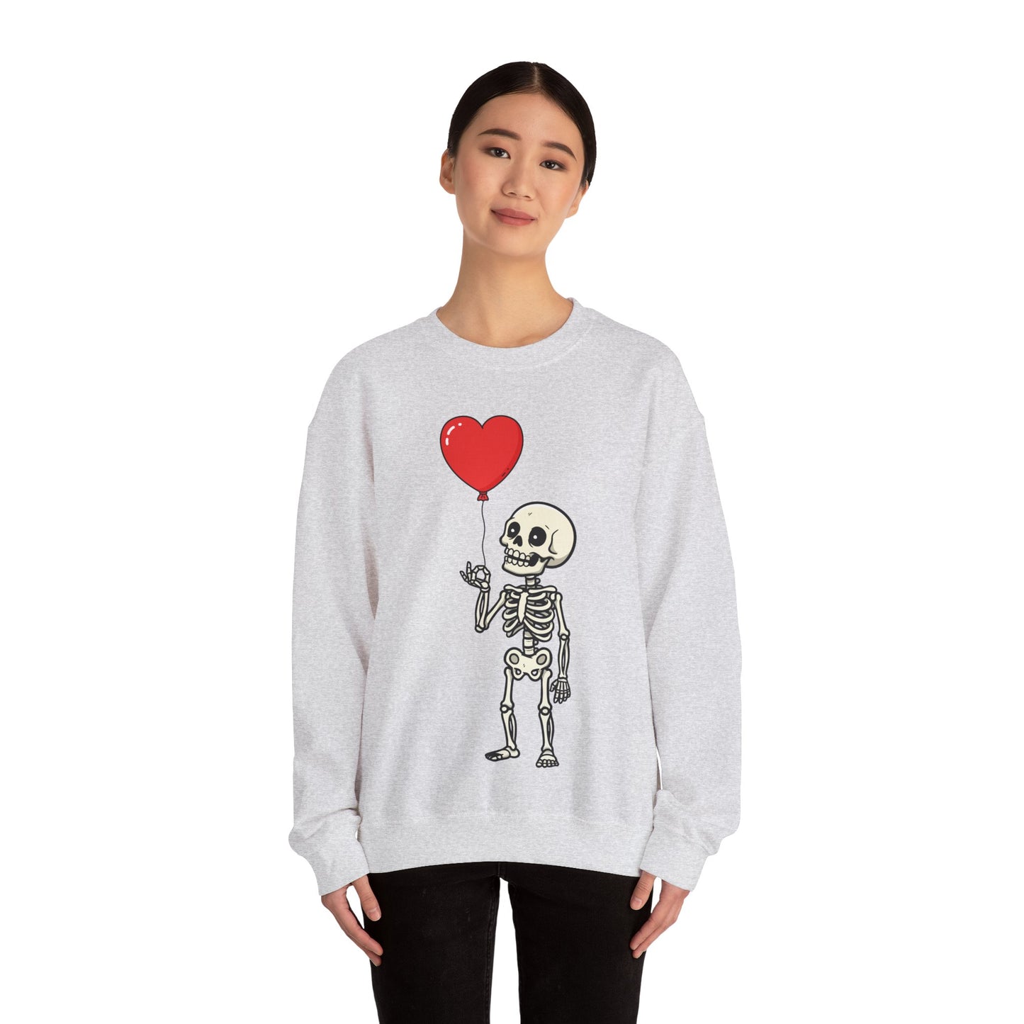 Heart Balloon Skeleton Unisex Heavy Blend™ Crewneck Sweatshirt