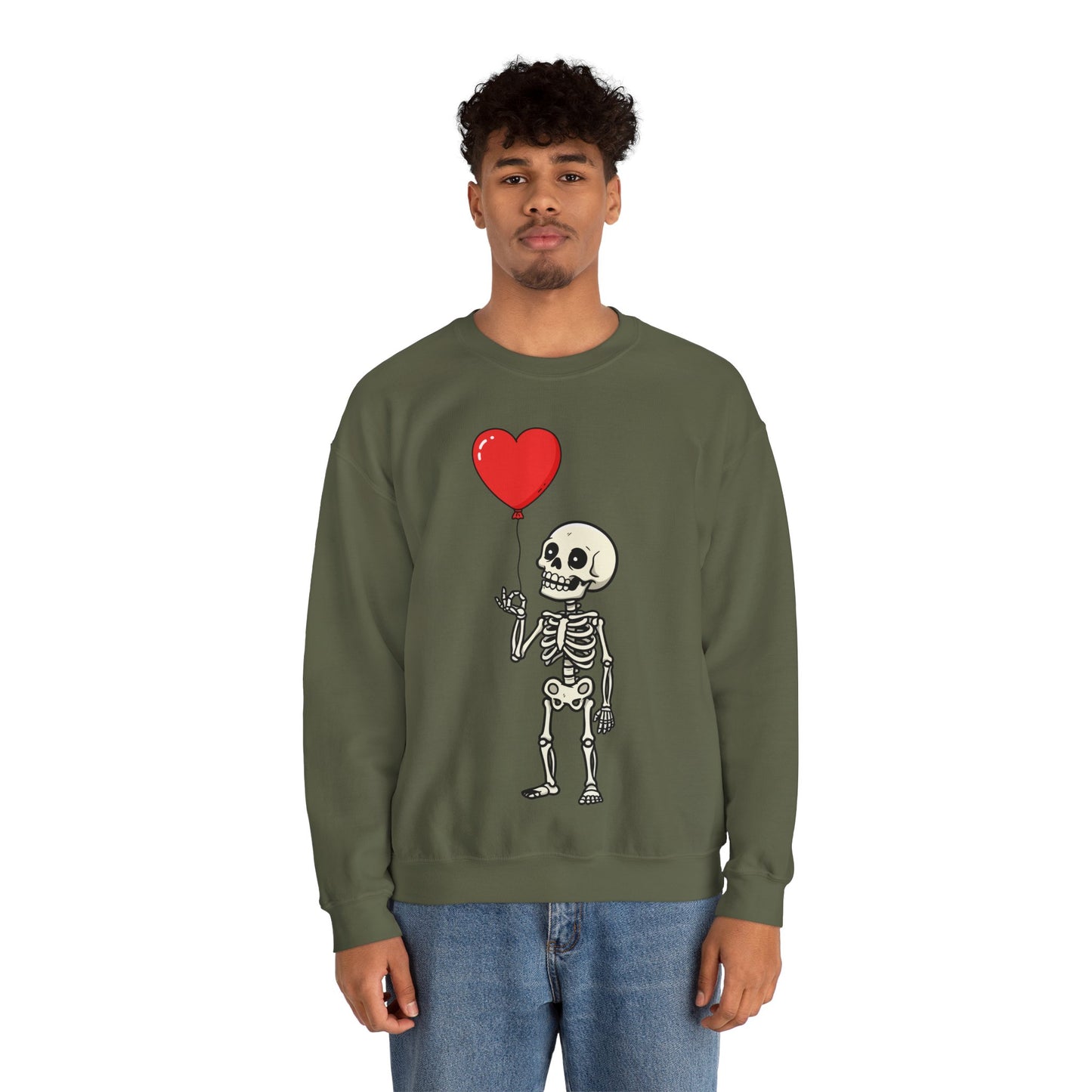 Heart Balloon Skeleton Unisex Heavy Blend™ Crewneck Sweatshirt