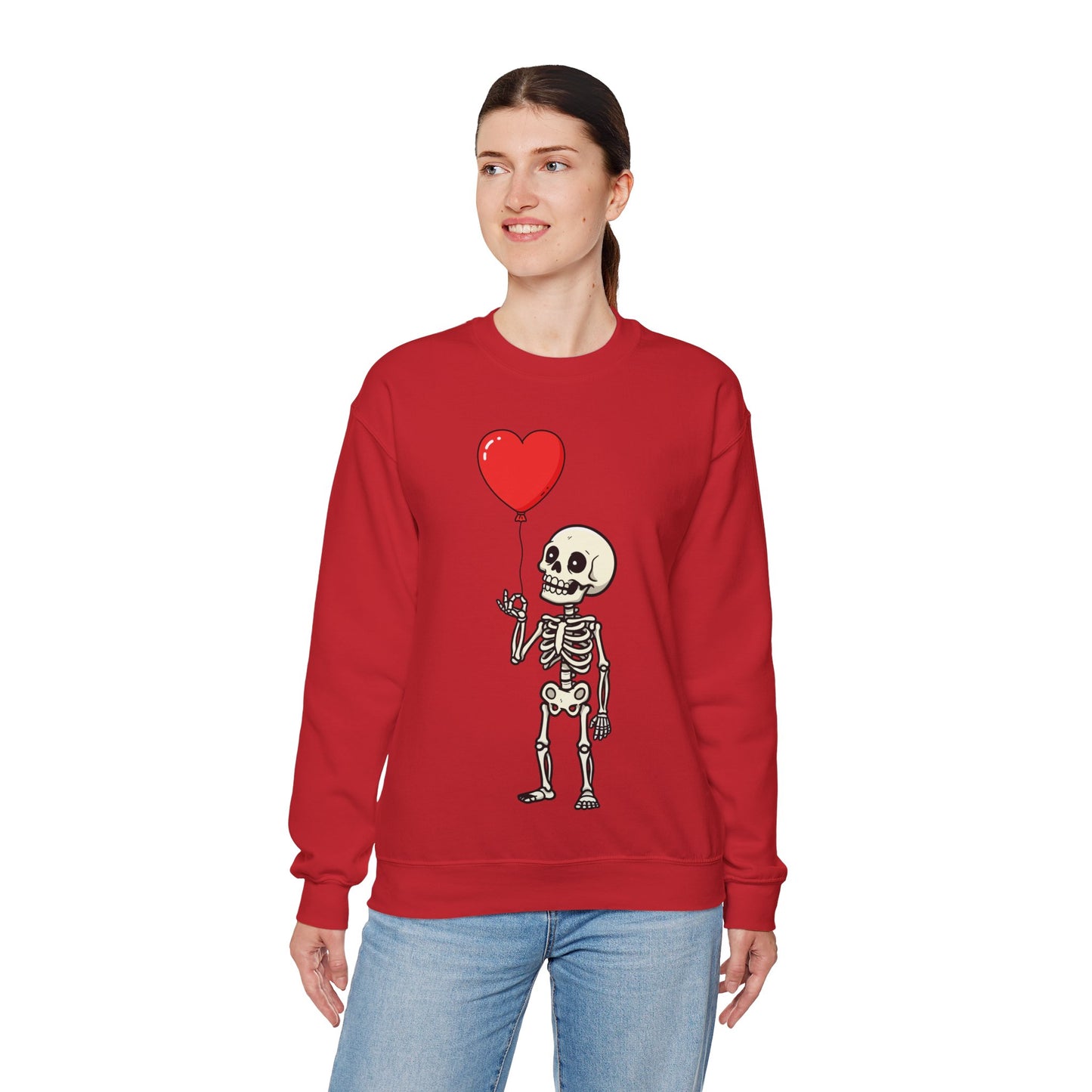 Heart Balloon Skeleton Unisex Heavy Blend™ Crewneck Sweatshirt
