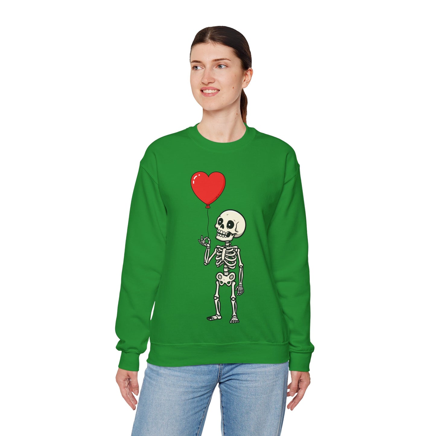 Heart Balloon Skeleton Unisex Heavy Blend™ Crewneck Sweatshirt