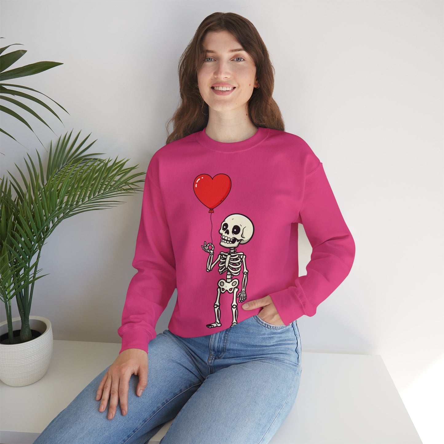 Heart Balloon Skeleton Unisex Heavy Blend™ Crewneck Sweatshirt