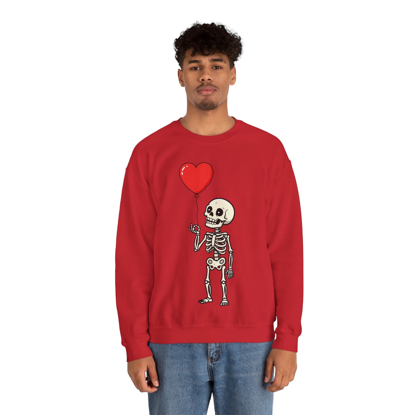 Heart Balloon Skeleton Unisex Heavy Blend™ Crewneck Sweatshirt