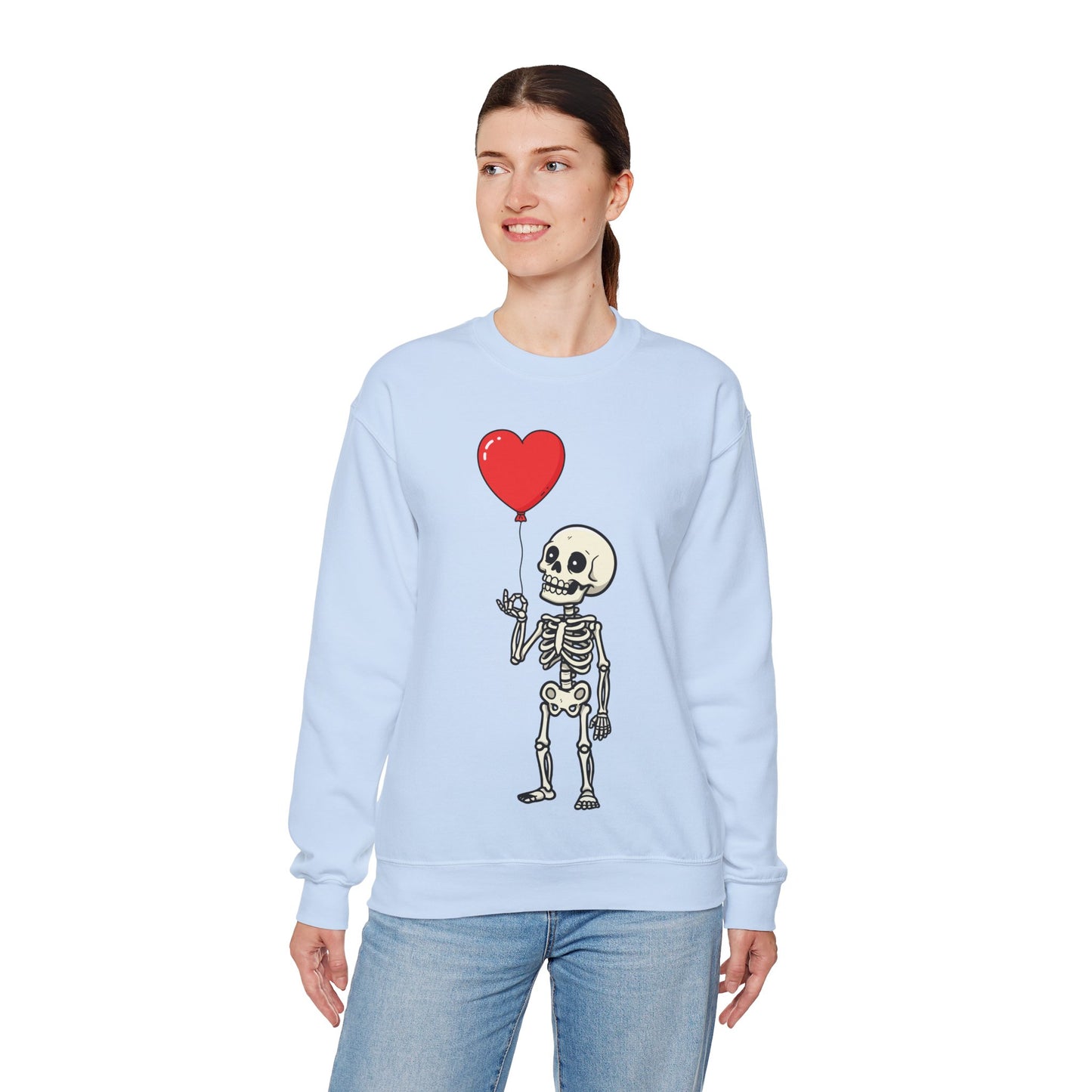 Heart Balloon Skeleton Unisex Heavy Blend™ Crewneck Sweatshirt