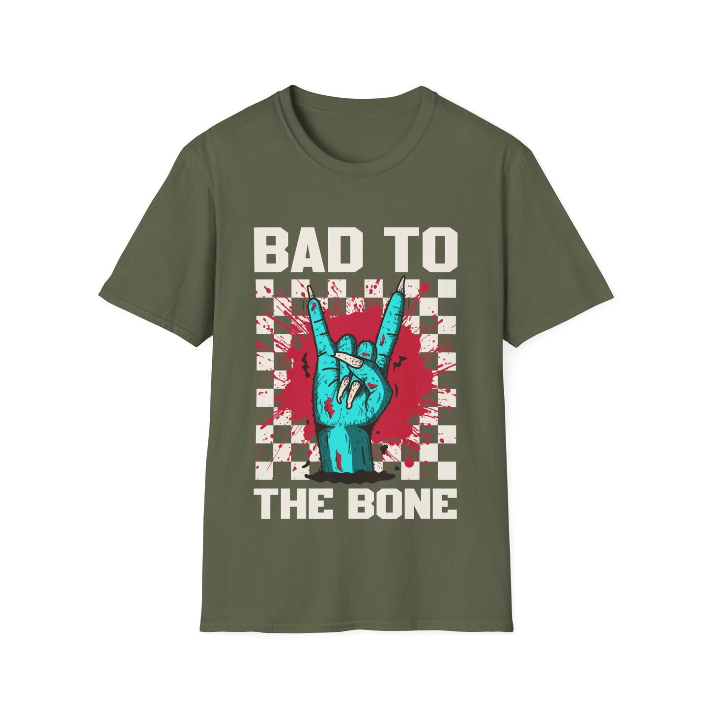 Bad to the Bone Rock On Zombie Unisex Softstyle T-Shirt