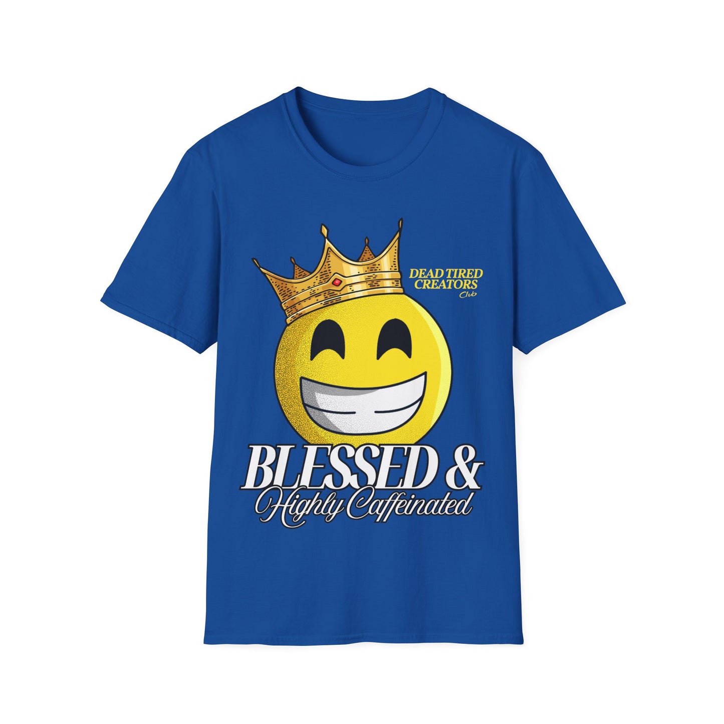 Blessed & Heavily Caffeinated Smiley Unisex Softstyle T-Shirt