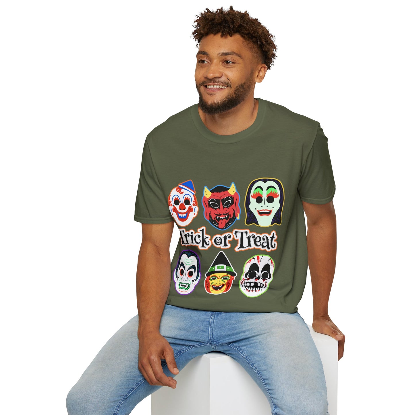 Trick or Treat Masks Unisex Softstyle T-Shirt