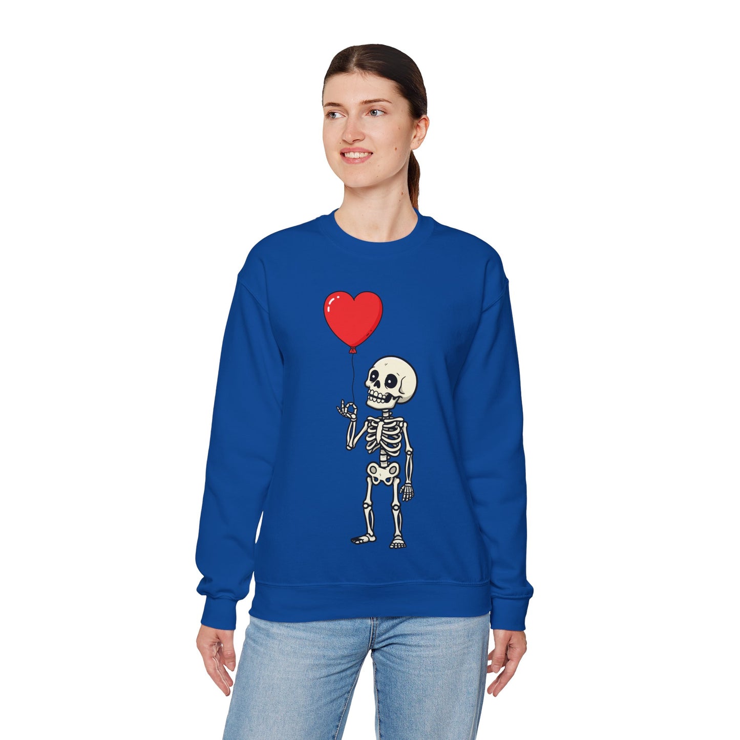 Heart Balloon Skeleton Unisex Heavy Blend™ Crewneck Sweatshirt