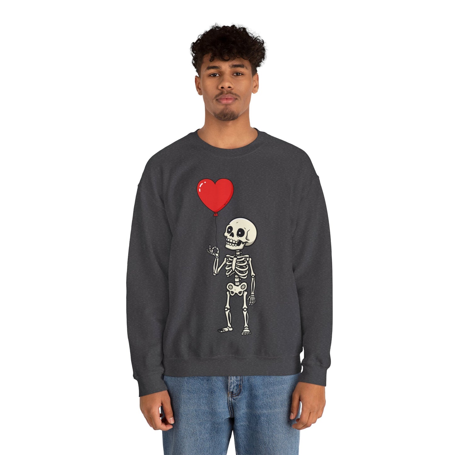Heart Balloon Skeleton Unisex Heavy Blend™ Crewneck Sweatshirt