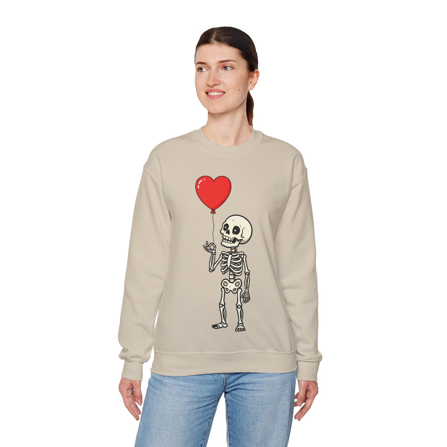 Heart Balloon Skeleton Unisex Heavy Blend™ Crewneck Sweatshirt