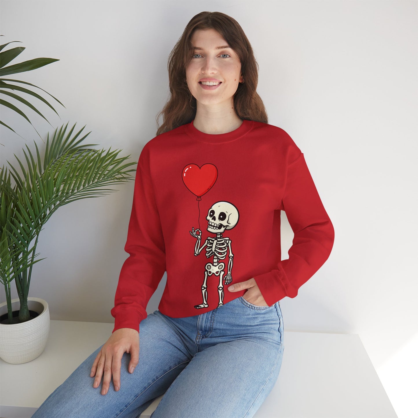 Heart Balloon Skeleton Unisex Heavy Blend™ Crewneck Sweatshirt