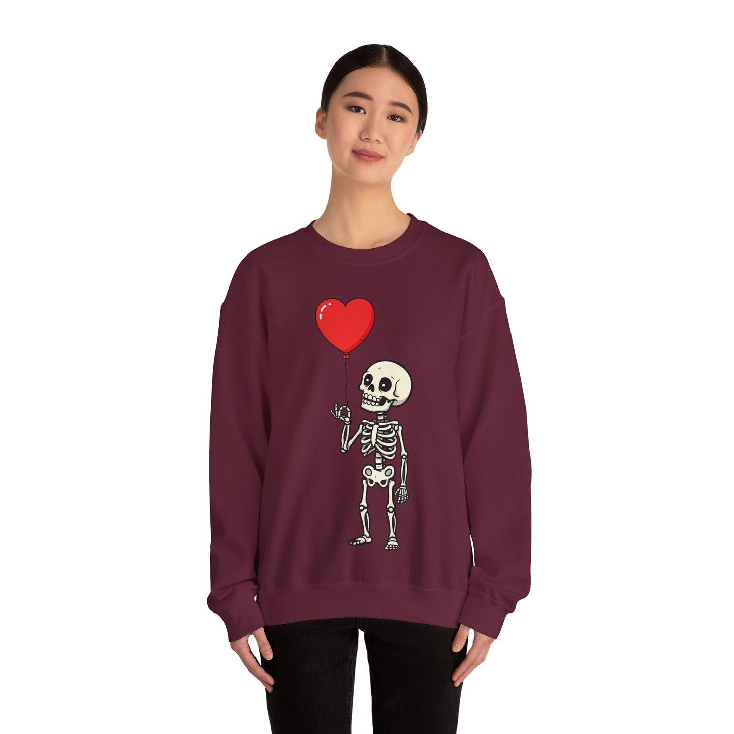 Heart Balloon Skeleton Unisex Heavy Blend™ Crewneck Sweatshirt