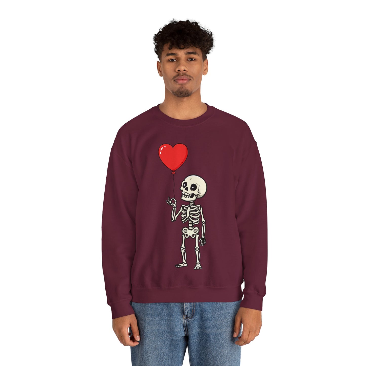 Heart Balloon Skeleton Unisex Heavy Blend™ Crewneck Sweatshirt