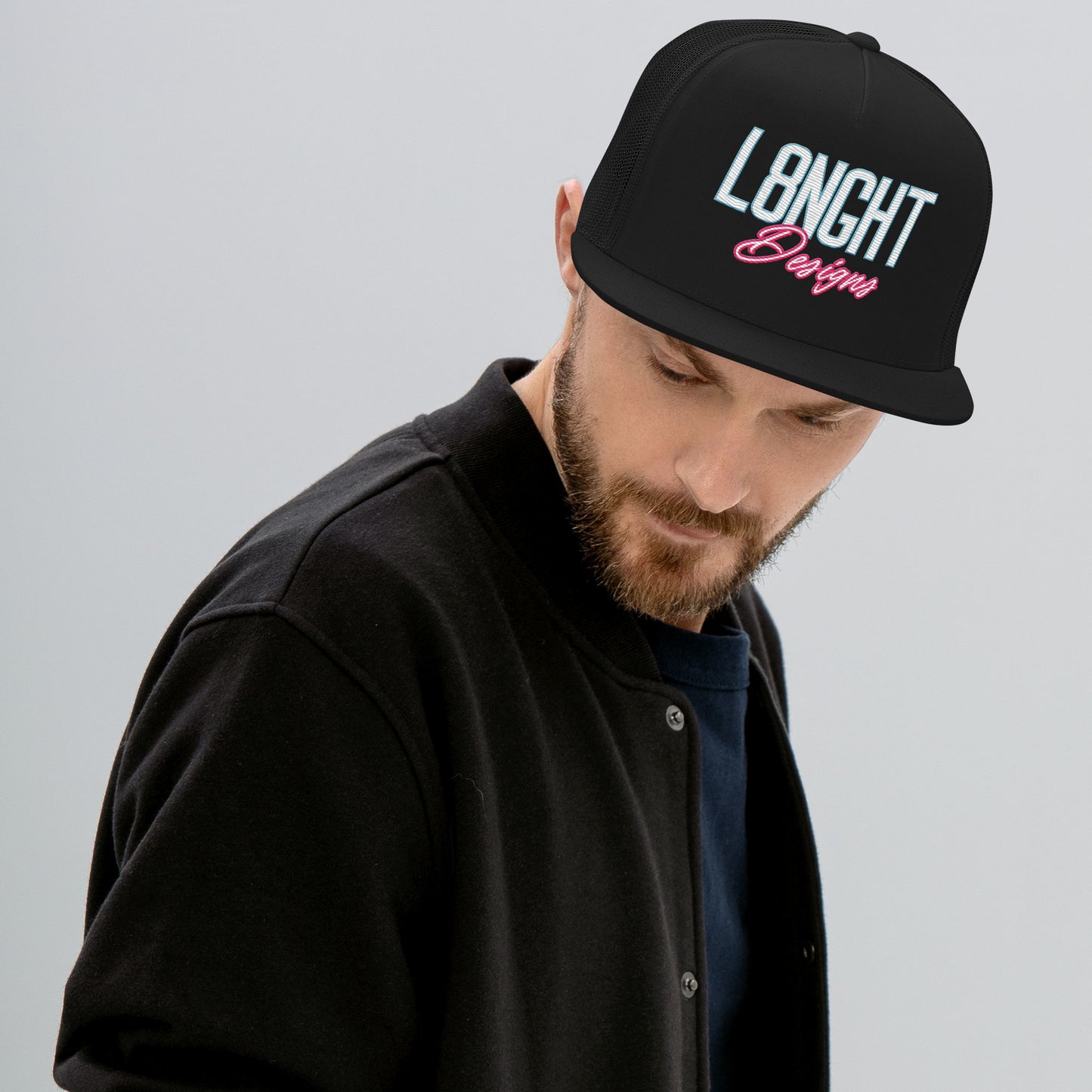 L8NGHT Designs retro 3D logo Trucker Cap