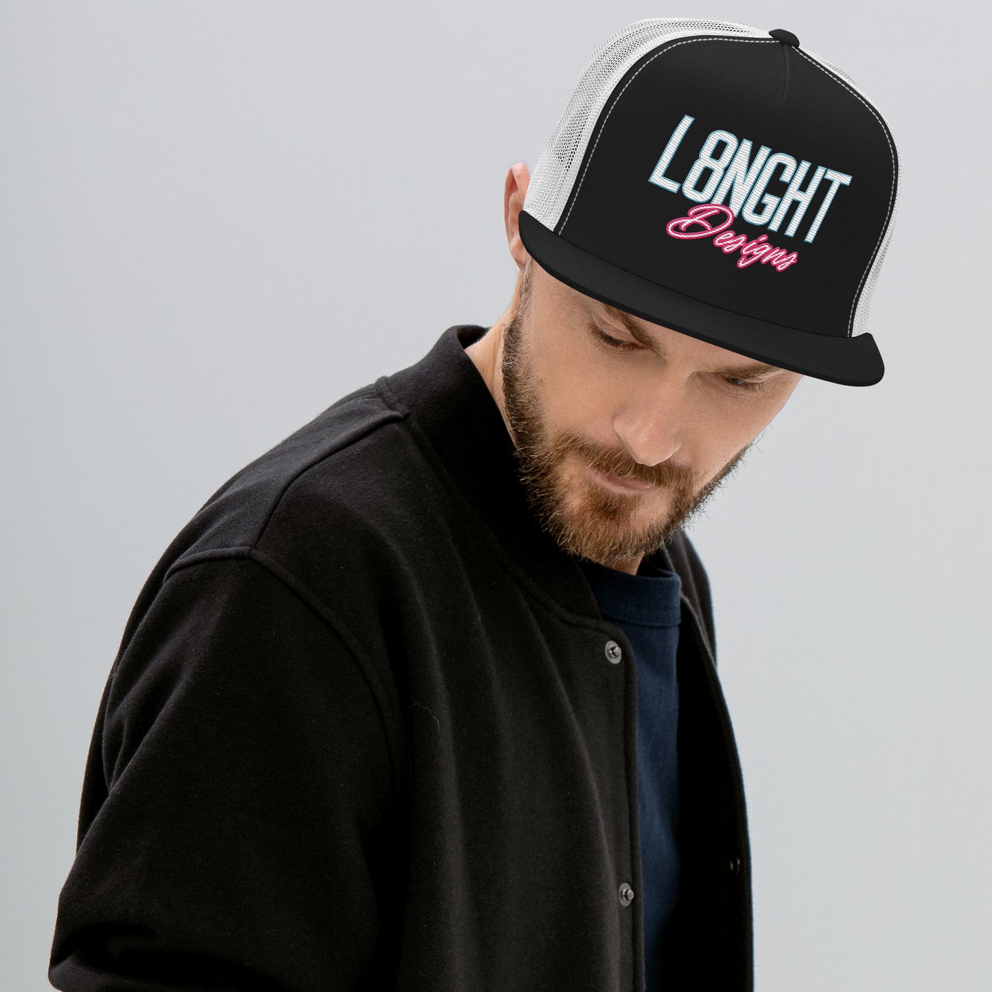 L8NGHT Designs retro 3D logo Trucker Cap