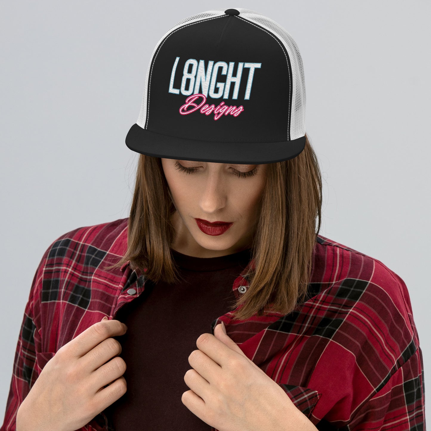 L8NGHT Designs retro 3D logo Trucker Cap