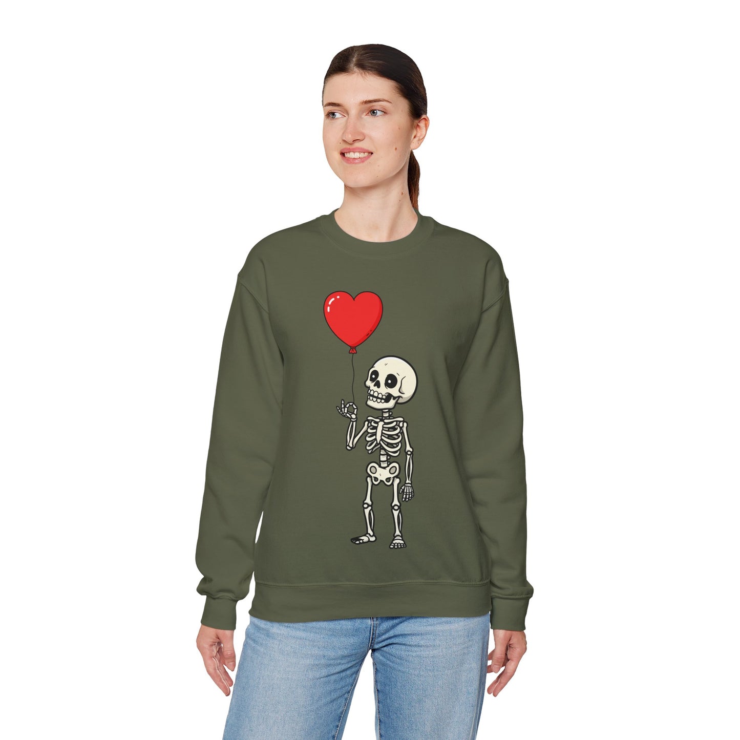 Heart Balloon Skeleton Unisex Heavy Blend™ Crewneck Sweatshirt