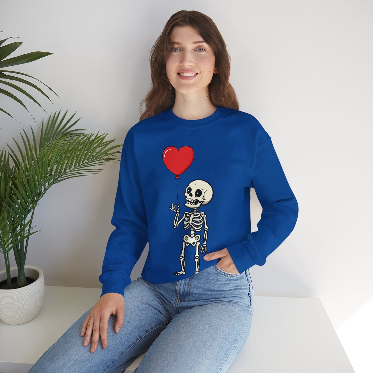 Heart Balloon Skeleton Unisex Heavy Blend™ Crewneck Sweatshirt