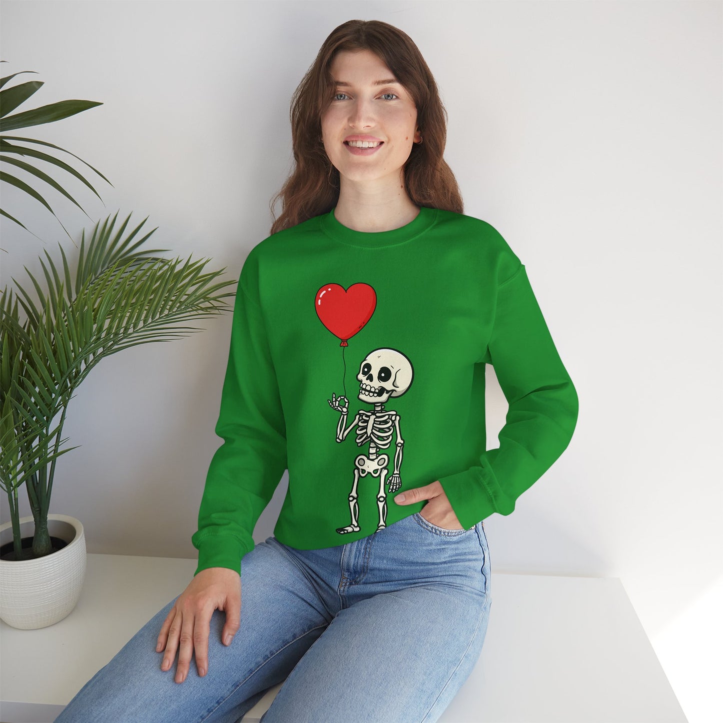 Heart Balloon Skeleton Unisex Heavy Blend™ Crewneck Sweatshirt