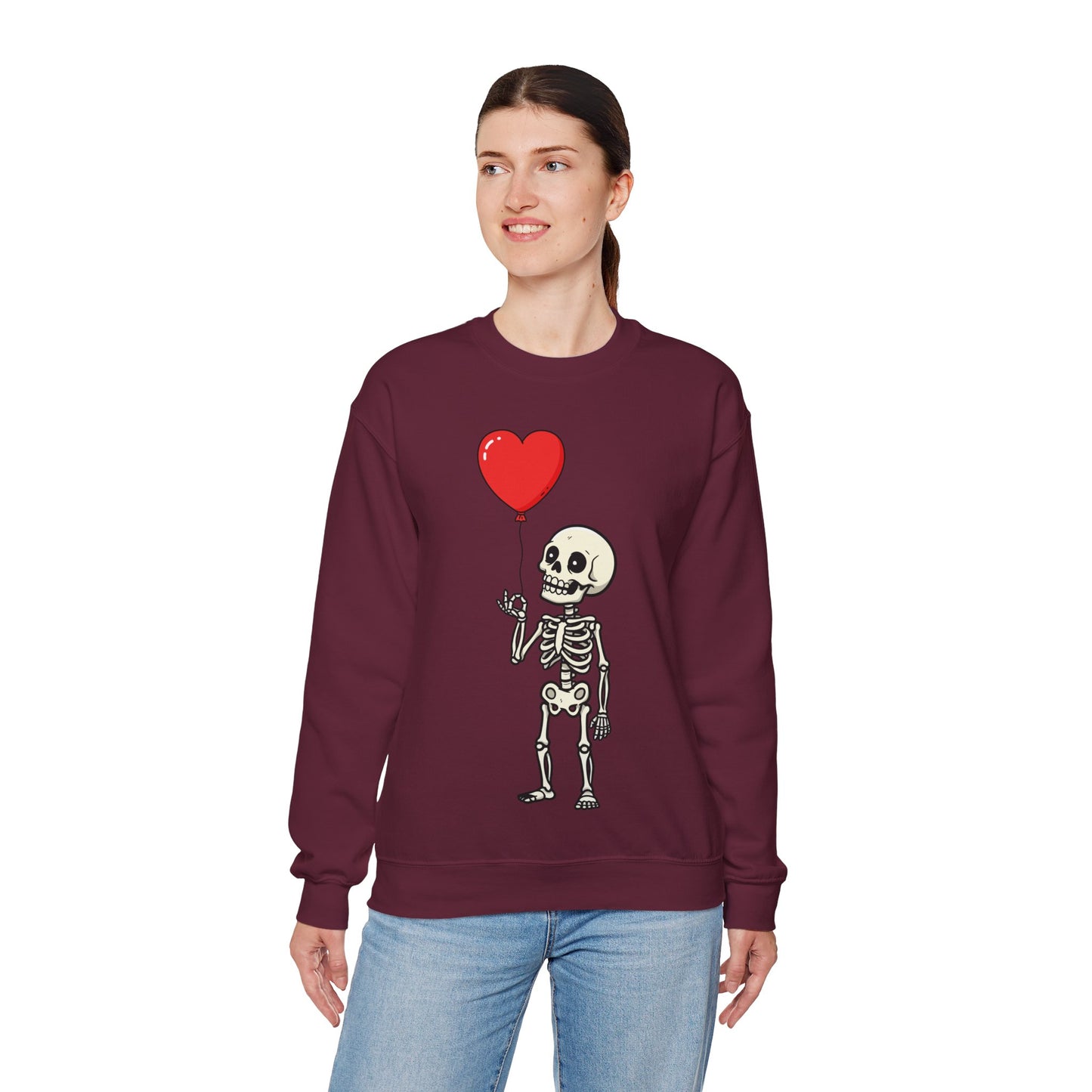 Heart Balloon Skeleton Unisex Heavy Blend™ Crewneck Sweatshirt