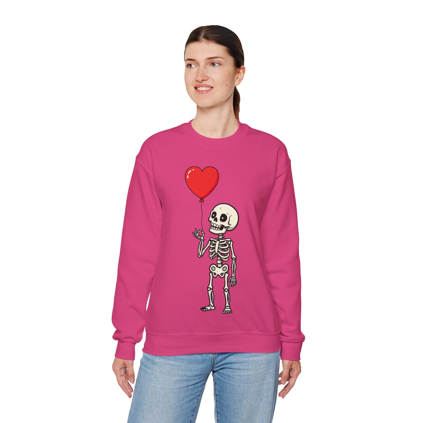 Heart Balloon Skeleton Unisex Heavy Blend™ Crewneck Sweatshirt