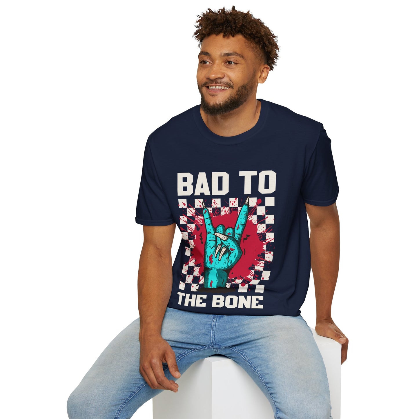 Bad to the Bone Rock On Zombie Unisex Softstyle T-Shirt