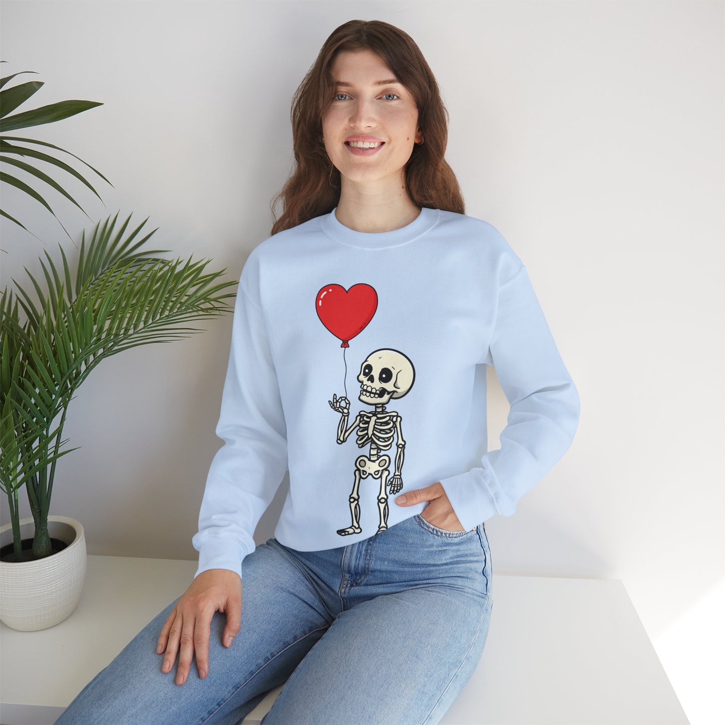 Heart Balloon Skeleton Unisex Heavy Blend™ Crewneck Sweatshirt