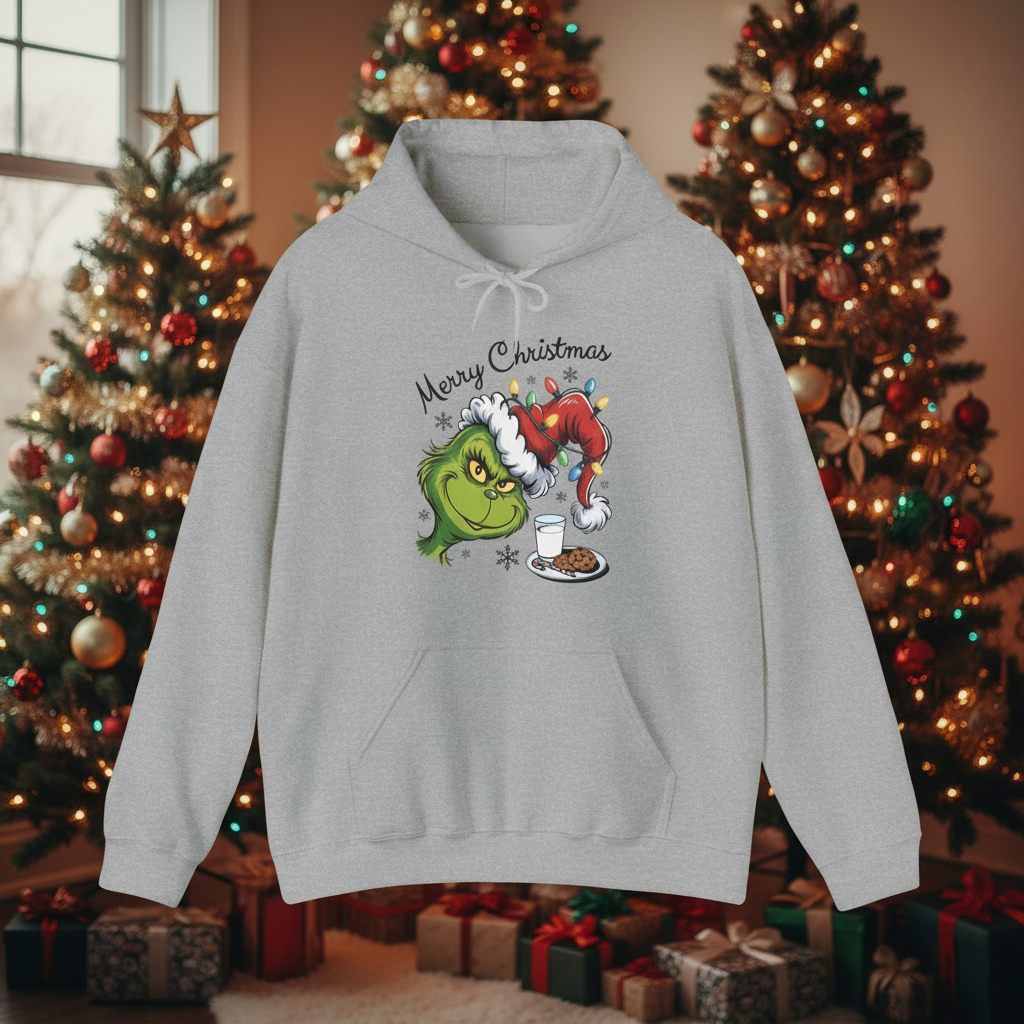Christmas Grinch Milk & Cookies Unisex Heavy Blend™ Hooded Sweatshirt