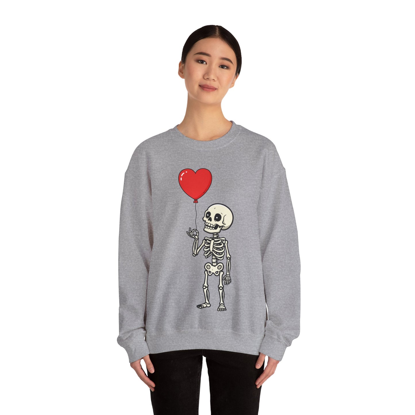 Heart Balloon Skeleton Unisex Heavy Blend™ Crewneck Sweatshirt