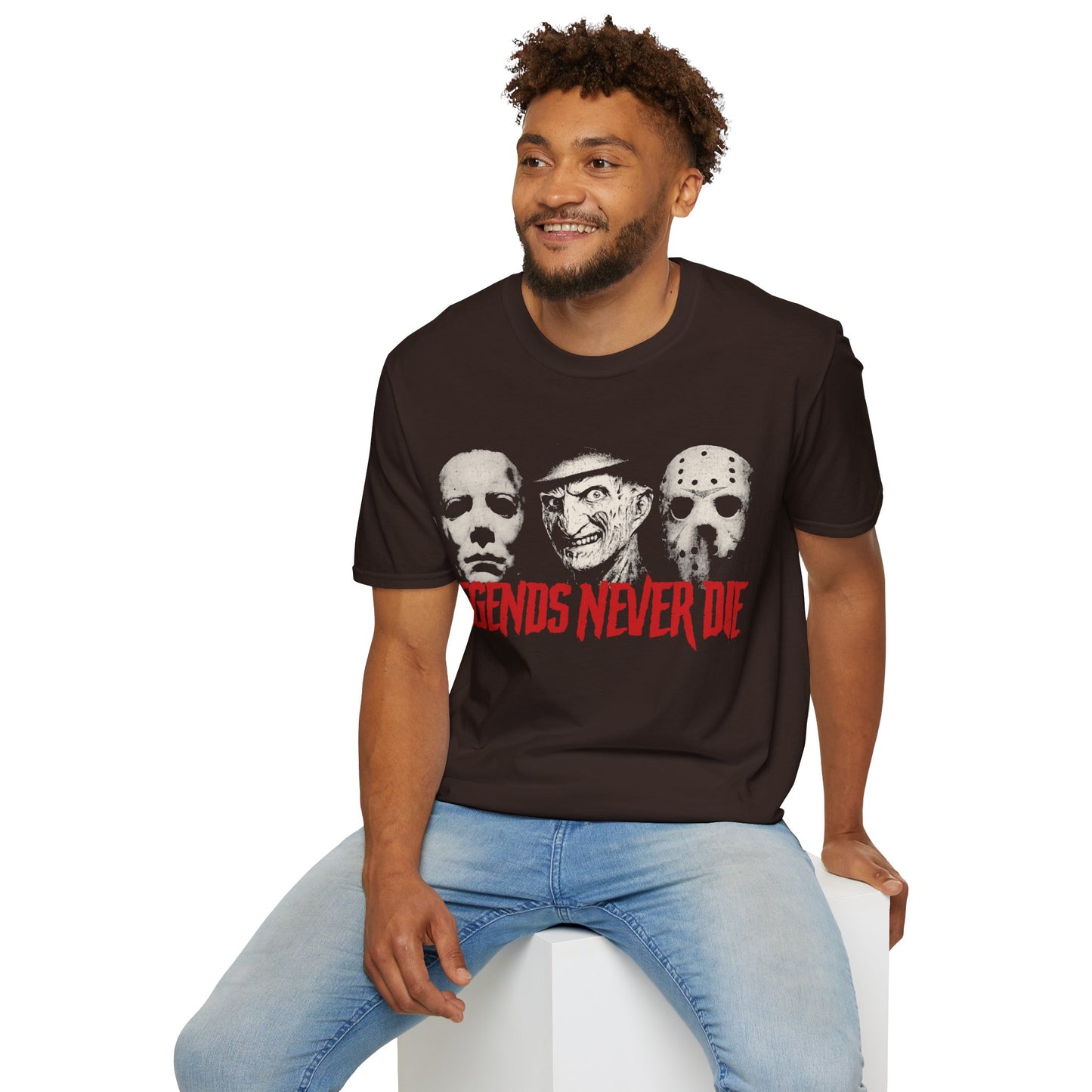 Horror Icons Legends NEVER Die Unisex Softstyle T-Shirt